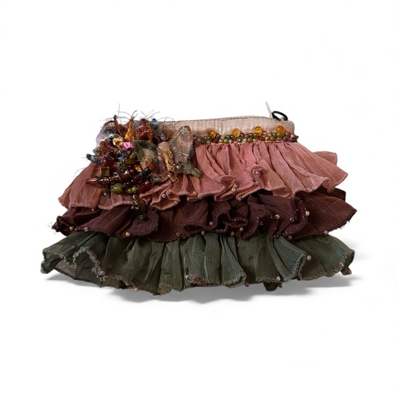 Vintage Mary Frances Silk Chiffon Fairy Beaded Luxury Clutch Purse Butterfly - Picture 3 of 16